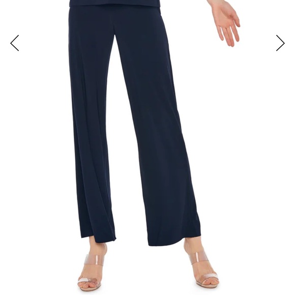 Norma Kamali High-Waist Straight Leg Pant in Midnight Blue - Picture 3 of 12